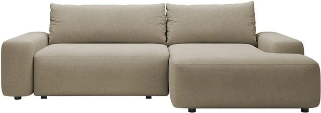 Vente-unique Schlafsofa Daviso in L-Form mit Polsterung und Schlaffunktion, Farbe Taupe/Beige - Bild 1