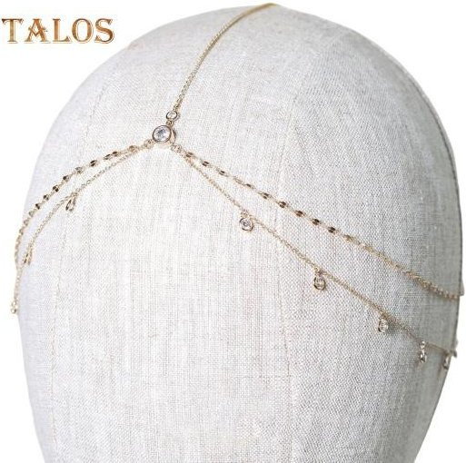 Talos Trinket Kopfkette, Messing, Gold, Kristall, Damen, Boho - Bild 1