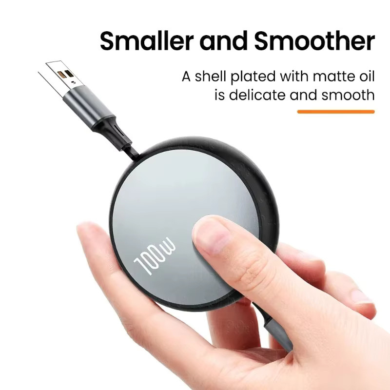 OIITH 3-in-1 Schnelllade-USB-Kabel, einziehbares und tragbares Datenkabel für Micro-USB und USB-C, Schwarz und Blau - Bild 1