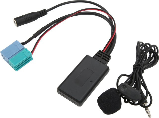 Bluetooth AUX IN Adapter mit Freisprechmikrofon für Visteon Radio in Fiat Bravo ab Baujahr 2007, 6+8 Pin, Schwarz - Bild 1