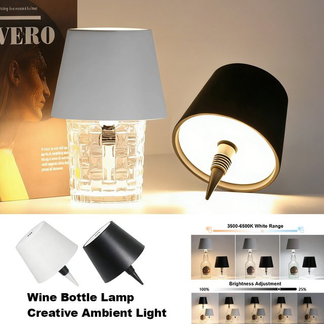 YNL Kabellose LED-Flaschen-Tischlampe aus Glas mit Touch-Steuerung, dimmbar und mit Ladefunktion, modernes Nachtlicht für Zuhause, Bar und Café - Bild 1