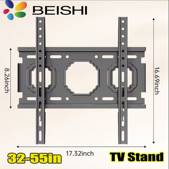 BEISHI TV-Wandhalterung für 32–55 Zoll LCD-LED-Fernseher, feste Wandhalterung in Schwarz, VESA-kompatibel bis 400 x 400 mm, maximale Traglast 50 kg - Bild 1