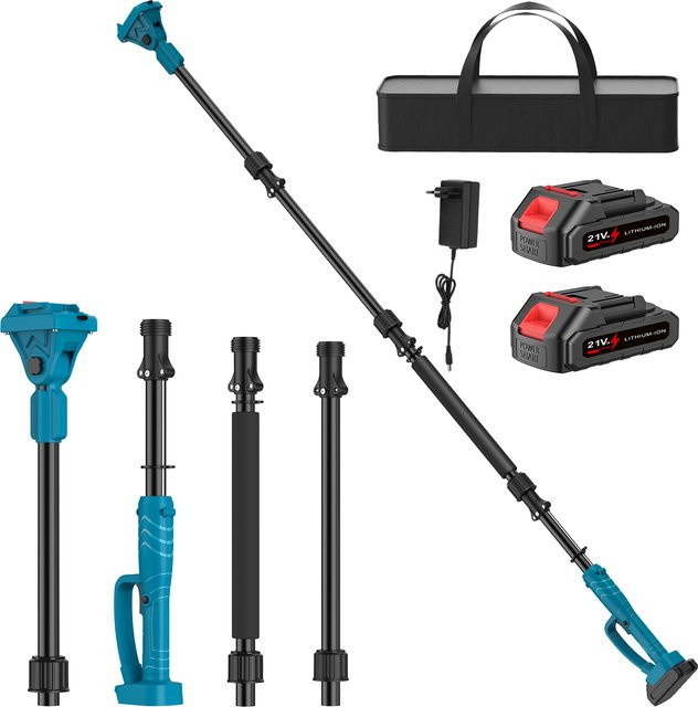 Makita LXT Teleskop-Verlängerungsstange aus Aluminium für 18V-Kettensäge, 2m Gartenschere mit 5-Winkel-Verstellung und rutschfestem Griff, Silber - Bild 1
