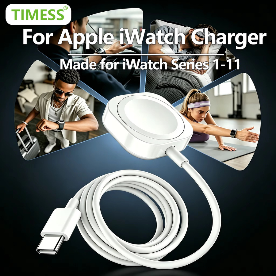 2 Stück Magnetisches USB-A und USB-C Ladekabel für Apple Watch Series Ultra, 11, 10, 9, 8, 7, 6, 5, 4, 3, 2 in Weiß - Bild 2