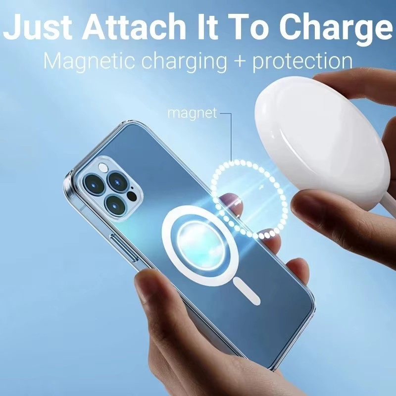Ultraklare magnetische MagSafe Schutzhülle für Apple iPhone 11 12 13 14 15 Pro Max Mini XS XR X 8 Plus 2 SE 2020 in Transparent - Bild 2