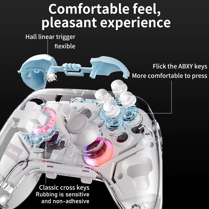 Aolion K10 Wireless Gaming Controller mit Lade-Dock und RGB für Nintendo Switch, PC und Smartphone, Farbe: Lila - Bild 5