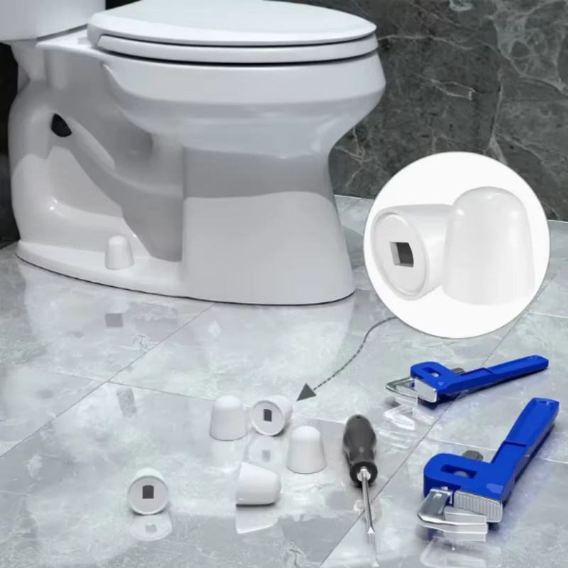 4er-Set universelle Toiletten-Bolzenkappen aus Kunststoff in Weiß mit Unterlegscheiben zur einfachen Installation - Bild 3