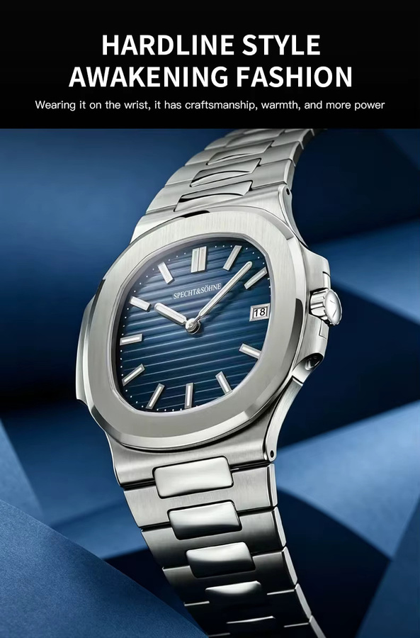 Specht & Söhne Armbanduhr, Quarz, Edelstahl, Blau, 40 mm, Herren - Bild 5