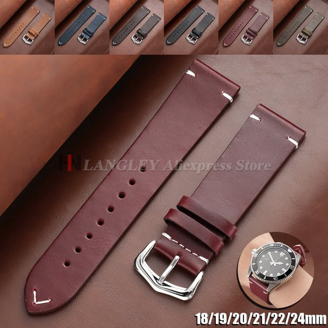 langley Uhrenarmband Ölwachsleder, Vintage, Unisex - Bild 1