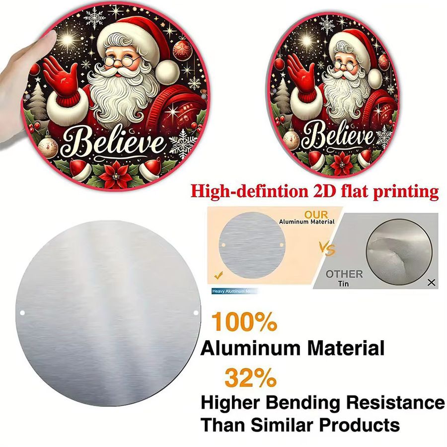 Weihnachtliche Wanddekoration aus Metall von Potdemiel mit Weihnachtsmann in Rot, Grün und Gold, Allwetter-Alu-Deko - Bild 5