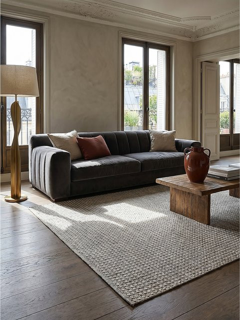 NORA Kadima Design Kurzflor Teppich in Grau mit meliertem Speckle-Muster, B/T: 200 x 310 cm - Bild 1