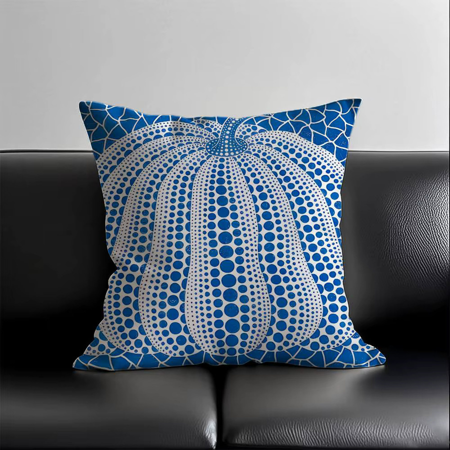Yayoi Kusama Kissenbezug mit abstraktem Kürbis-Design in Multicolor, seidiger Kurzplüsch mit unsichtbarem Reißverschluss und Anti-Dustmite-Funktion - Bild 4
