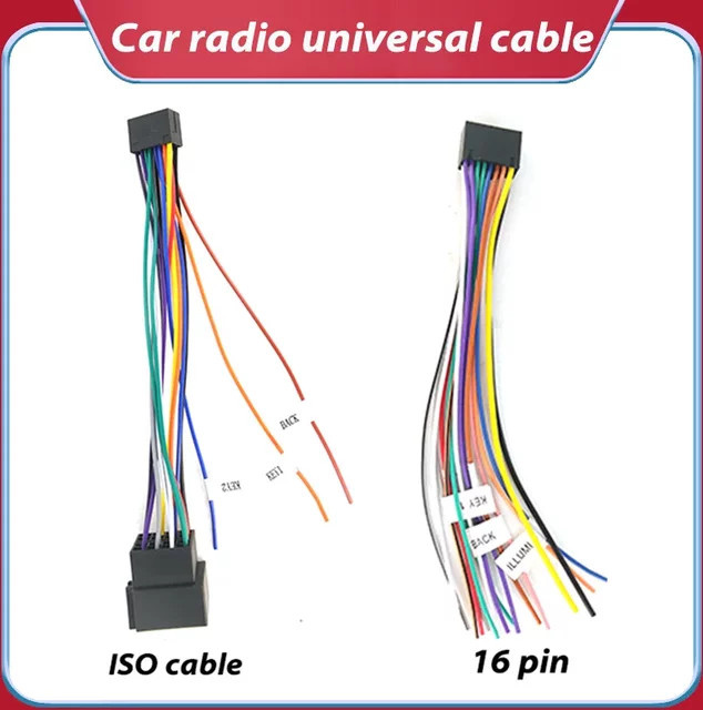 MEKEDE Universal 16 Pin auf ISO Stromkabel Adapter für 2 DIN Android Radio Head Unit, Multicolor - Bild 1
