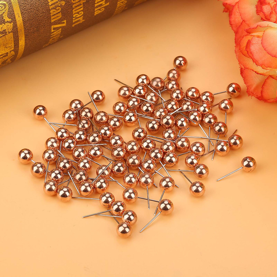 KaiSai 200 Stück Runde Kunststoff Reißzwecken mit Edelstahlstift in Gold und Weiß für DIY-Projekte - Bild 4