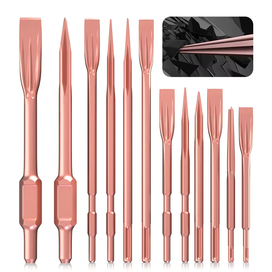 SHENSEN SDS Plus Meißel Set für Elektrohammer in Rose Gold, 2er-Set zum Schlitzen von Beton und Mauerwerk - Bild 4