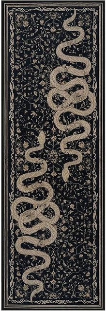 Eleganter Teppichläufer HGHT in Schwarz mit floralem Orient-Design, maschinenwaschbar und rutschfest, B/T: 160 x 200 cm - Bild 1