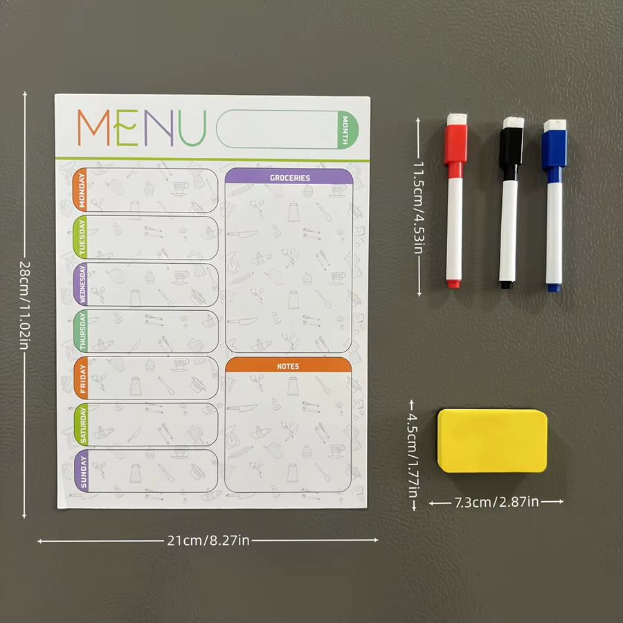 Magnetischer Wöchentlicher Mahlzeitenplaner in Weiß inklusive 3 Whiteboard-Markern und 1 Whiteboard-Tusche - Bild 5