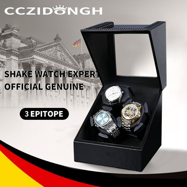 CCZIDONGH Automatischer Uhrenbeweger, Schwarznuss-Holzoptik, 3+0 Fächer, Schwarz, Unisex - Bild 1