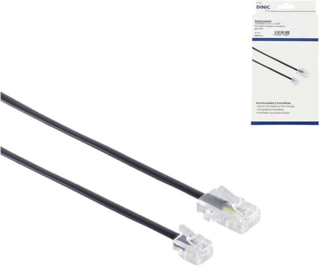 DINIC DSL Modular- und Westernkabel mit RJ11 8P4C auf RJ45 6P4C Stecker, schwarz, Länge: 3,00 m - Bild 1