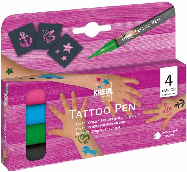 KREUL Tattoo Pen 4er-Set mit Anker, Sternen und Schmetterlingen in Multicolour - Bild 1