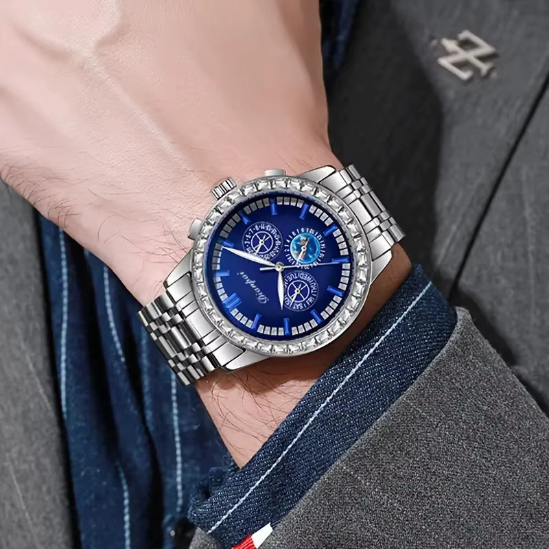 Dianpai Armbanduhr, Automatik, Edelstahl, Herren, Blau - Bild 5