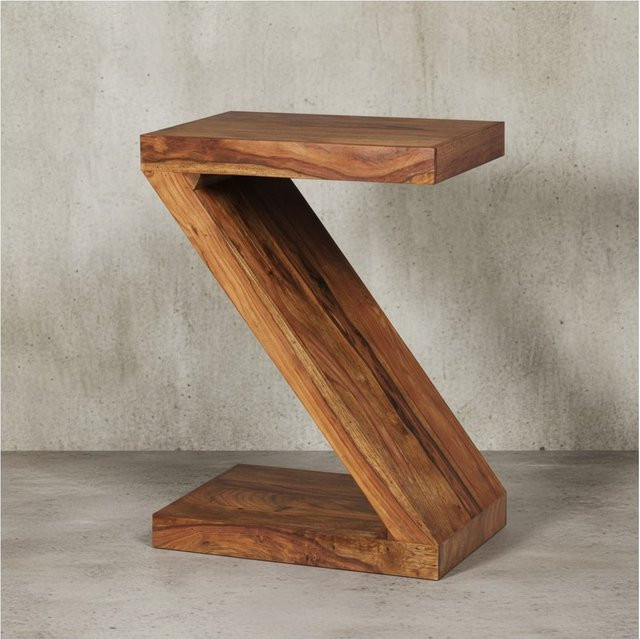 KADIMA DESIGN Beistelltisch Z Cube aus Akazie und Sheesham Massivholz in Braun, B/T/H: 44 x 59 x 30 cm - Bild 1