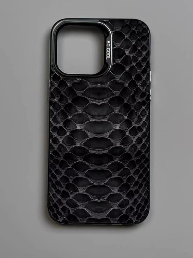 Luxus Handyhülle mit Schlangenledermuster für Apple iPhone 17 17Air 16 15 14 13 12 11 Pro Max Plus in Silber - Bild 4