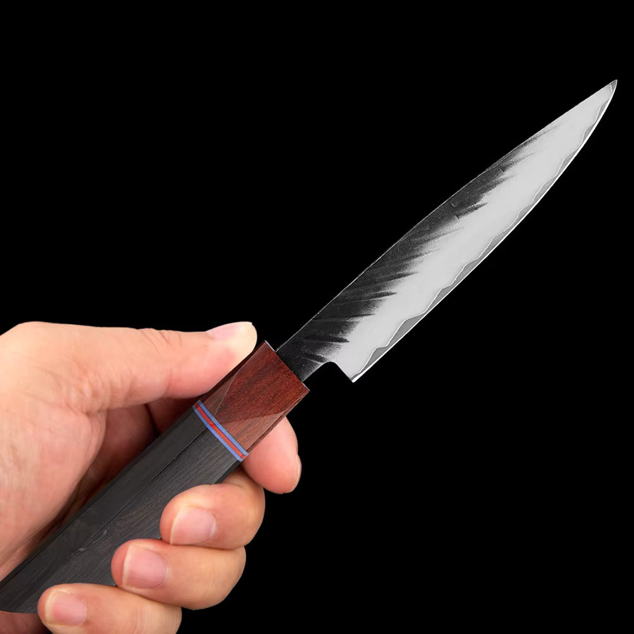Xituo 5-Zoll Allzweckmesser als scharfes japanisches Schälmesser mit Ebenholzgriff in Braun - Bild 4