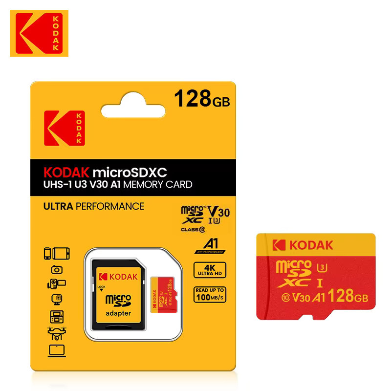 Kodak Micro SD Karte U3 V30 mit USB-C Lesegerät für 4K Aufnahmen in 128GB - Bild 4