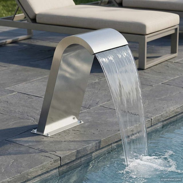 Poolbrunnen Yiwydaa aus Edelstahl in Silber, B/T/H: 47 x 31 x 60 cm - Bild 1