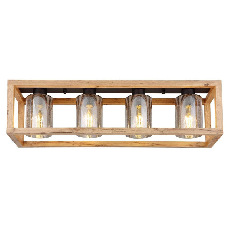 GLOBO Deckenleuchte PETTEY in Schwarz und Natur aus MDF und Metall mit Glas, B/H/T: 74,5 x 22,5 x 20 cm - Bild 2