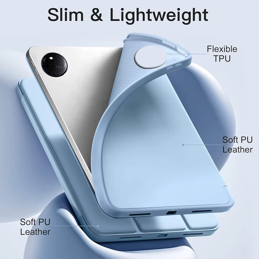 Chenxinyi Smart Cover Hülle für Redmi Pad SE 8.7 mit Stifthalter und weicher TPU-Rückseite, Grau - Bild 3