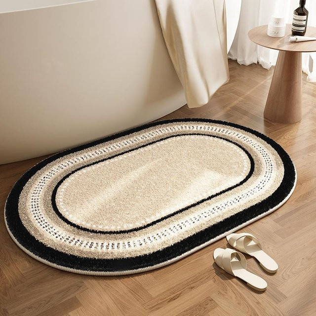 Lodestar Badezimmer-Bodenmatte im französischen Stil, weich und rutschfest, beige, B/B: 60 x 90 cm - Bild 1