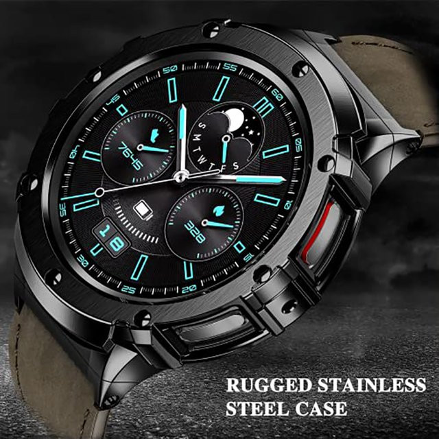 Uhrenarmband für Samsung Galaxy Watch 5 Pro, Edelstahl, Leder, Schwarz - Bild 1