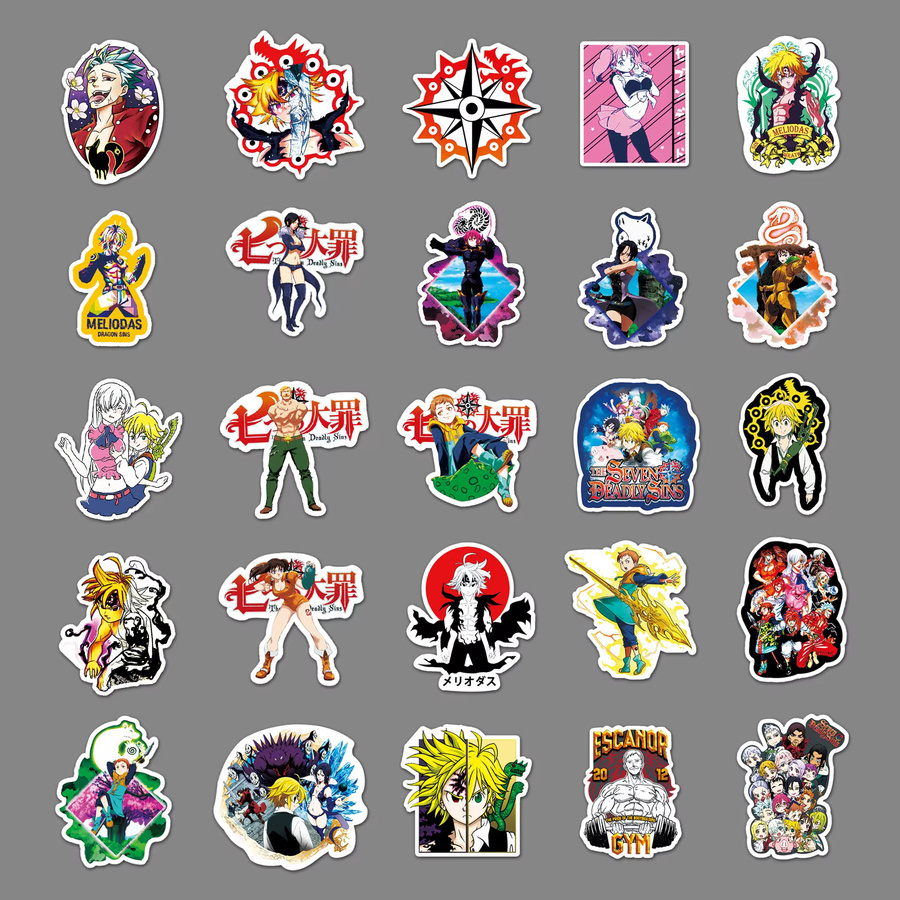 Bandai Cartoon Anime Graffiti Aufkleber Sieben Todsünden Multicolour für DIY Gitarre Telefon Skateboard und Wasserbecher - Bild 3