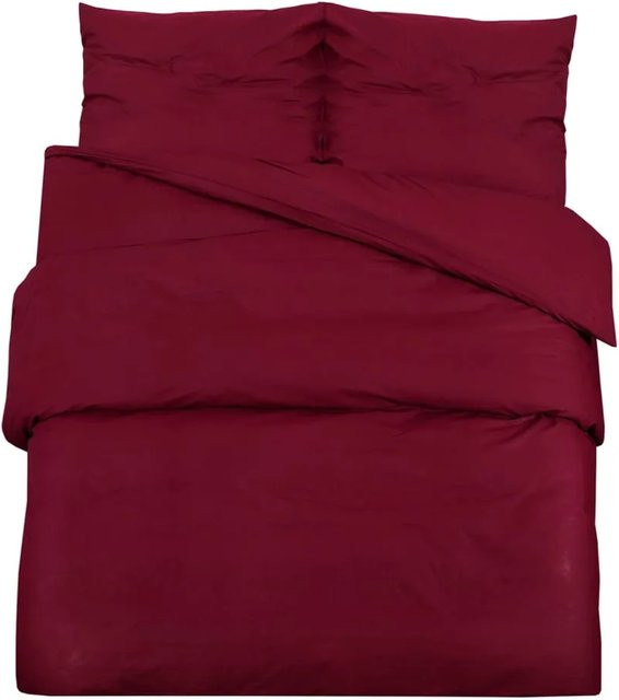 vidaXL Bettwäsche-Set aus Mikrofaser in Rot, bestehend aus 1 x Deckenbezug (140 x 200 cm) und 1 x Kissenbezug (65 x 65 cm - Bild 1