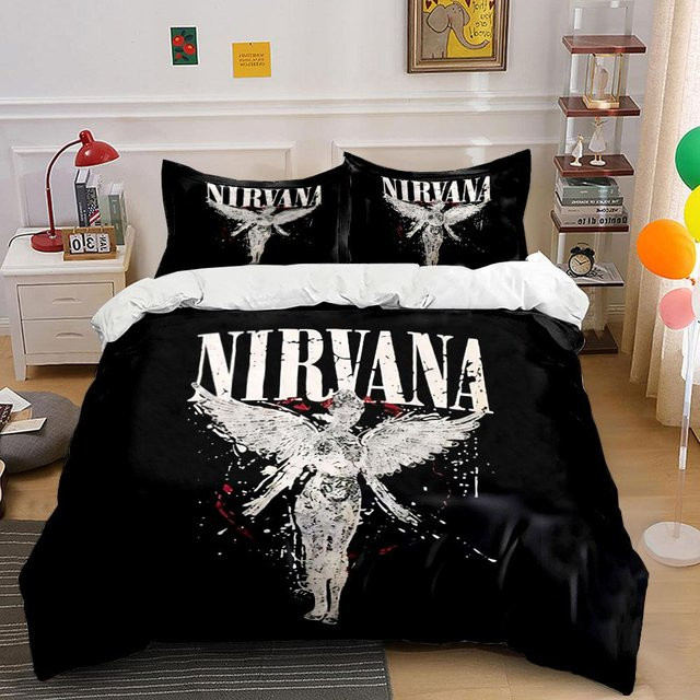 Black Nirvana Angel Bettwäsche Set SOOS in Schwarz mit Bettbezug und Kissenbezügen, B/H: 135 x 200 cm - Bild 1