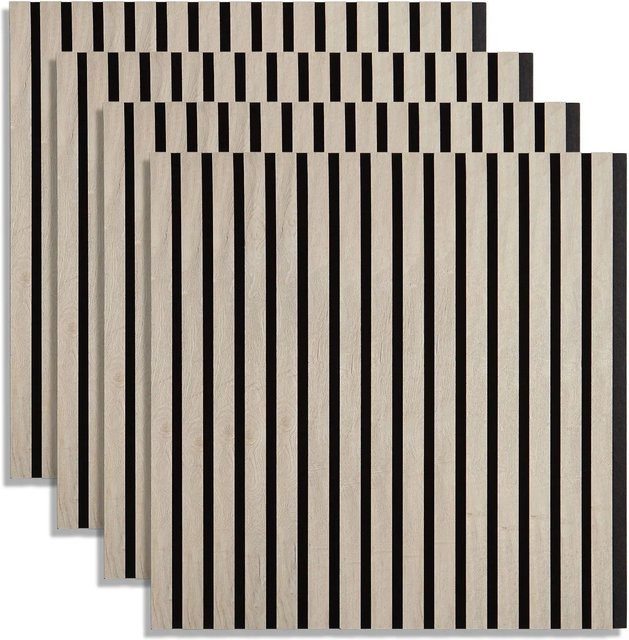 Homestyle4u Akustikpaneele aus Holz und Filz in Grau, 4er Set, B: 60 cm, T: 60 cm, H: 2,5 cm - Bild 1