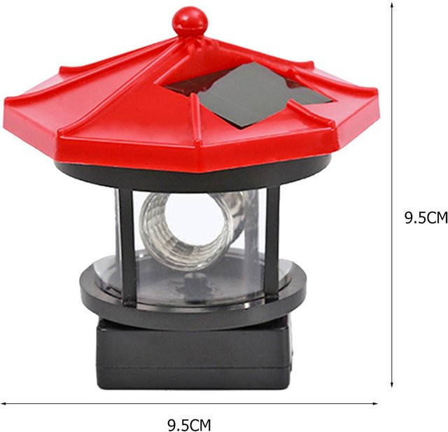 Solar-LED-Leuchtturm-Gartenlampe mit intelligentem Sensor und rotierendem Licht in Rot - Bild 1
