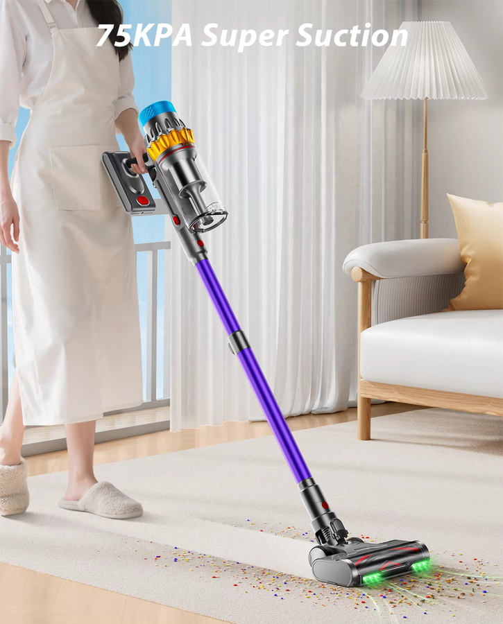 VAKERR X15 Pro Kabelloser Staubsauger mit 750W und 75KPA Saugkraft, Beutellos, Multicolour - Bild 2
