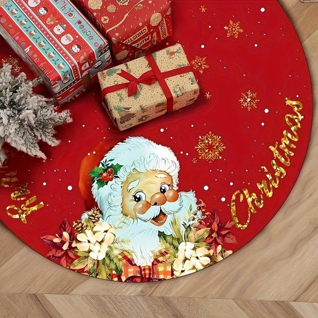 VIKAMA Weihnachtsbaumrock mit traditionellem Weihnachtsmann-Print in Rot und Schleifen-Design - Bild 1