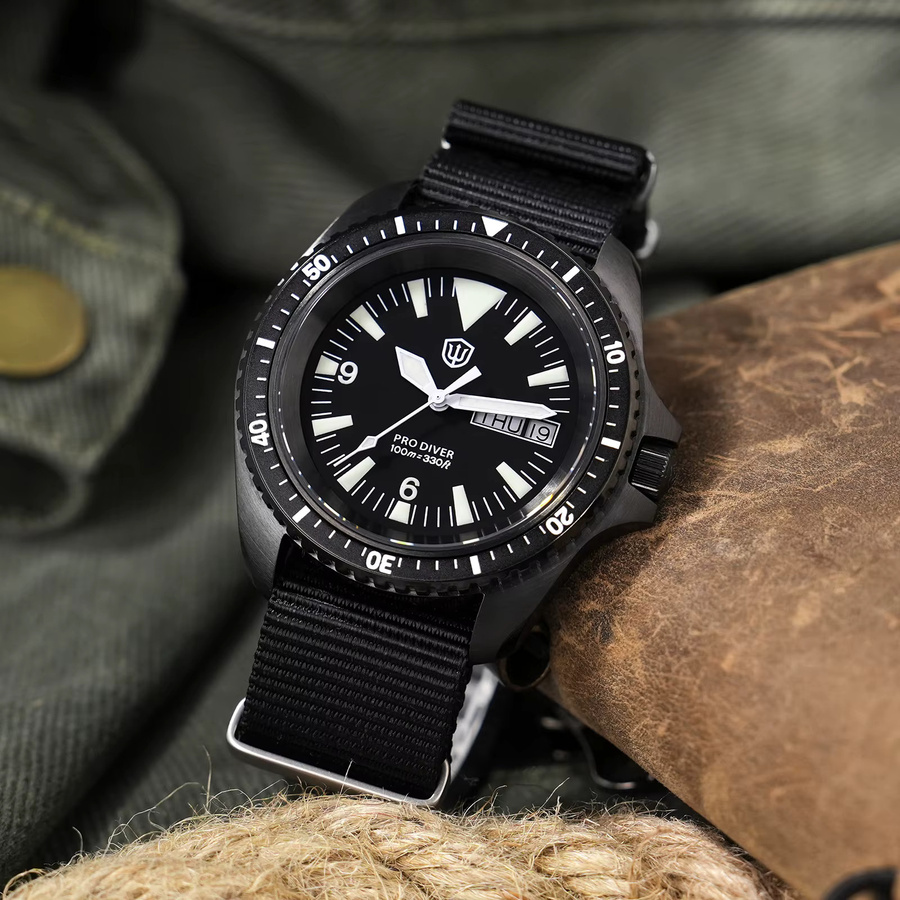Watchdives Armbanduhr, Edelstahl, Quarz, 39 mm, Herren, Schwarz - Bild 5