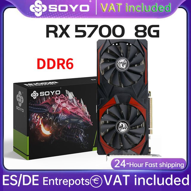 SOYO AMD Radeon RX 5700 Gaming-Grafikkarte mit 8 GB GDDR6-Speicher und 256 Bit in Schwarz - Bild 1