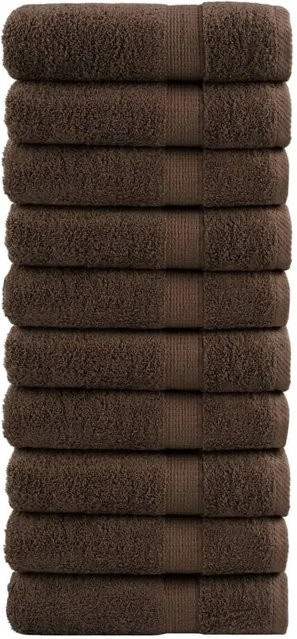 vidaXL Premium-Duschtücher aus Baumwolle, 10 Stück, Braun, B: 70 cm, L: 140 cm, 600 g/m2 - Bild 1