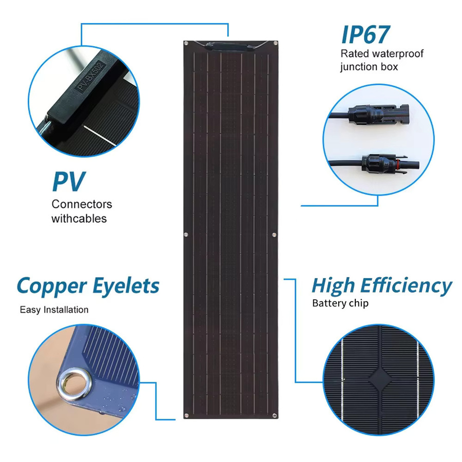 xinpuguang Flexibles Solarpanel 100W 50W 12V Photovoltaikpanel mit Regler in Weiß für Wohnmobil, Boot und Wohnwagen - Bild 3