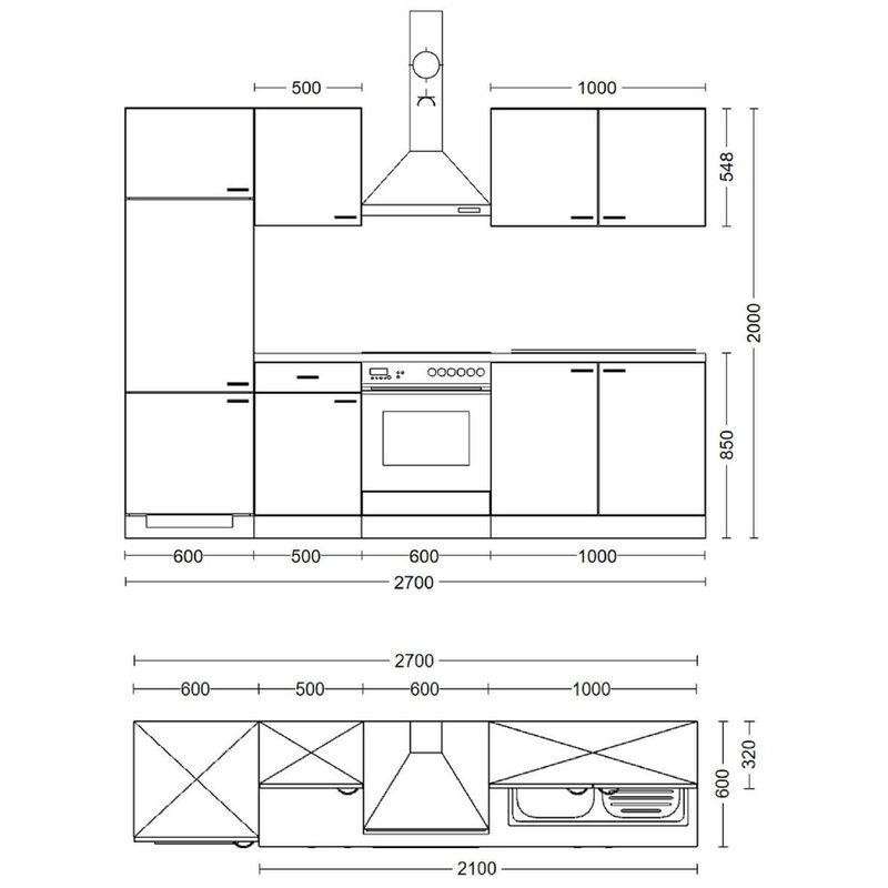 Flex-Well Küchenzeile Samoa in Weiß und Eiche, B/H/T: 270 x 200 x 57 cm - Bild 5