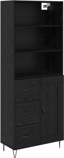 vidaXL Highboard 2-teilig in Eiche Schwarz im Industrie-Look mit Türen und Schubladen, H x B x T: 180 x 32,5 x 32,5 cm - Bild 1
