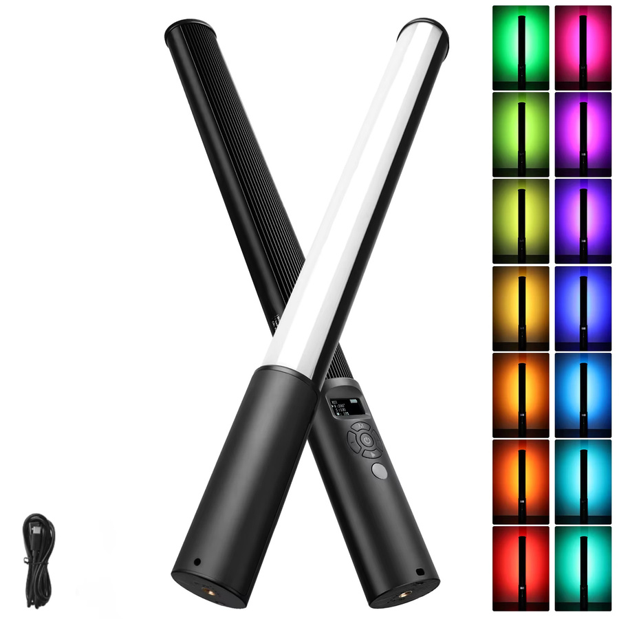 LUXCEO P400 RGB LED Lichtröhre Handheld Stick für Fotografie und Video mit CRI 95+, Farbtemperatur 2500K-6500K, Schwarz/Multicolor - Bild 1