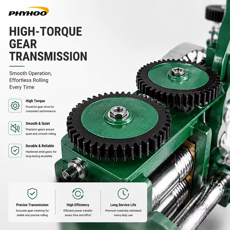 PHYHOO 3-in-1 Schmuckwalzmaschine aus Gusseisen in Grün für Flach-, Quadrat- und Halbrunddraht als manuelle Metallblechformpresse und Bastelwerkzeug - Bild 5