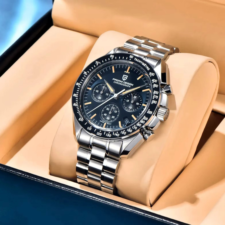 PAGANI DESIGN Chronograph, Quarz, Edelstahl, Blau, Herren - Bild 3
